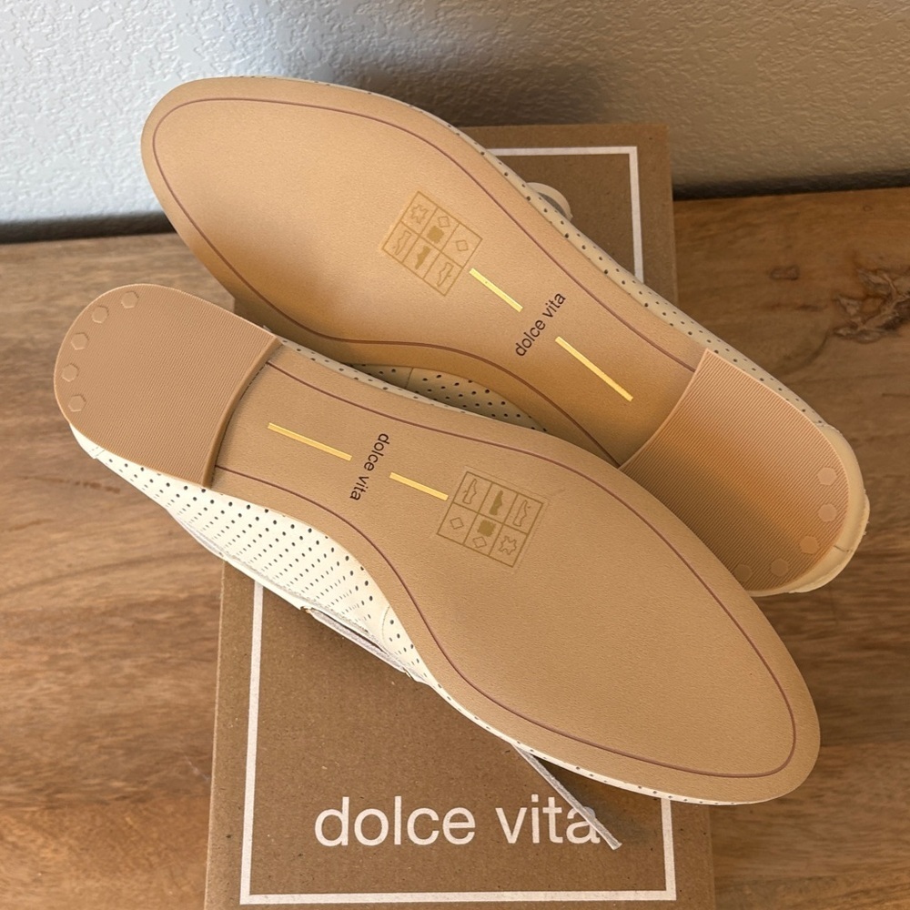 Dolce Vita Ivory Perforated Leather Loafers - Picture 3 of 7